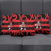 Canterbury Custom Rugby New Zealand Pillow Cover Aotearoa Maori Pukana Tiki Mascot