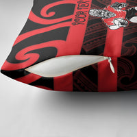 Canterbury Custom Rugby New Zealand Pillow Cover Aotearoa Maori Pukana Tiki Mascot