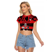 Canterbury Custom Rugby New Zealand Raglan Cropped T Shirt Aotearoa Maori Pukana Tiki Mascot