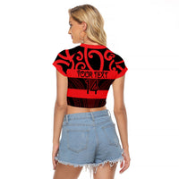 Canterbury Custom Rugby New Zealand Raglan Cropped T Shirt Aotearoa Maori Pukana Tiki Mascot