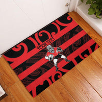 Canterbury Custom Rugby New Zealand Rubber Doormat Aotearoa Maori Pukana Tiki Mascot