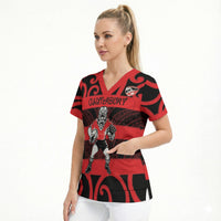 Canterbury Custom Rugby New Zealand Scrub Top Aotearoa Maori Pukana Tiki Mascot