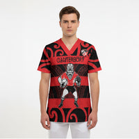 Canterbury Custom Rugby New Zealand Scrub Top Aotearoa Maori Pukana Tiki Mascot