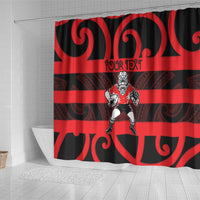 Canterbury Custom Rugby New Zealand Shower Curtain Aotearoa Maori Pukana Tiki Mascot