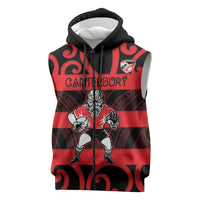 Canterbury Custom Rugby New Zealand Sleeveless Zip Hoodie Aotearoa Maori Pukana Tiki Mascot