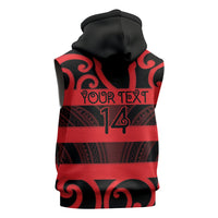 Canterbury Custom Rugby New Zealand Sleeveless Zip Hoodie Aotearoa Maori Pukana Tiki Mascot