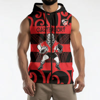 Canterbury Custom Rugby New Zealand Sleeveless Zip Hoodie Aotearoa Maori Pukana Tiki Mascot