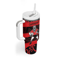 Canterbury Custom Rugby New Zealand Tumbler With Handle Aotearoa Maori Pukana Tiki Mascot