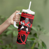 Canterbury Custom Rugby New Zealand Tumbler With Handle Aotearoa Maori Pukana Tiki Mascot