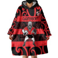 Canterbury Custom Rugby New Zealand Wearable Blanket Hoodie Aotearoa Maori Pukana Tiki Mascot
