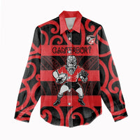Canterbury Custom Rugby New Zealand Women Casual Shirt Aotearoa Maori Pukana Tiki Mascot