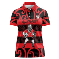 Canterbury Custom Rugby New Zealand Women Polo Shirt Aotearoa Maori Pukana Tiki Mascot