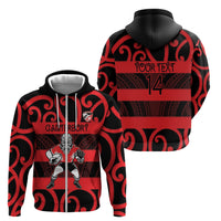 Canterbury Custom Rugby New Zealand Zip Hoodie Aotearoa Maori Pukana Tiki Mascot