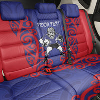 Tasman Custom Rugby New Zealand Back Car Seat Cover Aotearoa Maori Pukana Tiki Mascot
