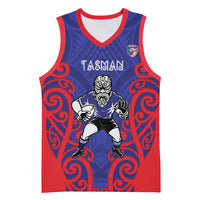 Tasman Custom Rugby New Zealand Basketball Jersey Aotearoa Maori Pukana Tiki Mascot