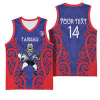 Tasman Custom Rugby New Zealand Basketball Jersey Aotearoa Maori Pukana Tiki Mascot