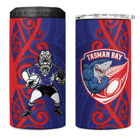 Tasman Custom Rugby New Zealand 4 in 1 Can Cooler Tumbler Aotearoa Maori Pukana Tiki Mascot