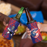 Tasman Custom Rugby New Zealand 4 in 1 Can Cooler Tumbler Aotearoa Maori Pukana Tiki Mascot
