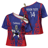 Tasman Custom Rugby New Zealand Cross Shoulder Shirt Aotearoa Maori Pukana Tiki Mascot