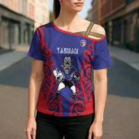 Tasman Custom Rugby New Zealand Cross Shoulder Shirt Aotearoa Maori Pukana Tiki Mascot
