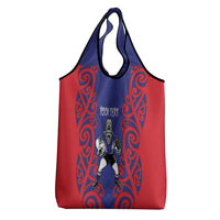 Tasman Custom Rugby New Zealand Grocery Bag Aotearoa Maori Pukana Tiki Mascot