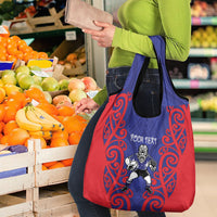Tasman Custom Rugby New Zealand Grocery Bag Aotearoa Maori Pukana Tiki Mascot