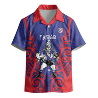 Tasman Custom Rugby New Zealand Kid Hawaiian Shirt Aotearoa Maori Pukana Tiki Mascot