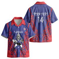 Tasman Custom Rugby New Zealand Kid Hawaiian Shirt Aotearoa Maori Pukana Tiki Mascot