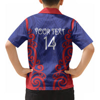 Tasman Custom Rugby New Zealand Kid Hawaiian Shirt Aotearoa Maori Pukana Tiki Mascot