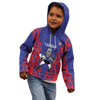 Tasman Custom Rugby New Zealand Kid Hoodie Aotearoa Maori Pukana Tiki Mascot