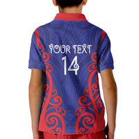 Tasman Custom Rugby New Zealand Kid Polo Shirt Aotearoa Maori Pukana Tiki Mascot