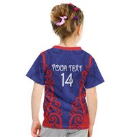 Tasman Custom Rugby New Zealand Kid T Shirt Aotearoa Maori Pukana Tiki Mascot
