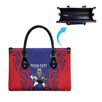 Tasman Custom Rugby New Zealand Leather Bag Aotearoa Maori Pukana Tiki Mascot