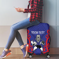 Tasman Custom Rugby New Zealand Luggage Cover Aotearoa Maori Pukana Tiki Mascot