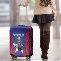 Tasman Custom Rugby New Zealand Luggage Cover Aotearoa Maori Pukana Tiki Mascot