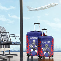 Tasman Custom Rugby New Zealand Luggage Cover Aotearoa Maori Pukana Tiki Mascot