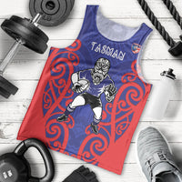 Tasman Custom Rugby New Zealand Men Tank Top Aotearoa Maori Pukana Tiki Mascot