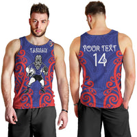 Tasman Custom Rugby New Zealand Men Tank Top Aotearoa Maori Pukana Tiki Mascot