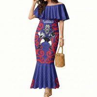 Tasman Custom Rugby New Zealand Mermaid Dress Aotearoa Maori Pukana Tiki Mascot