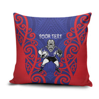 Tasman Custom Rugby New Zealand Pillow Cover Aotearoa Maori Pukana Tiki Mascot