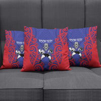Tasman Custom Rugby New Zealand Pillow Cover Aotearoa Maori Pukana Tiki Mascot