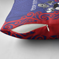 Tasman Custom Rugby New Zealand Pillow Cover Aotearoa Maori Pukana Tiki Mascot