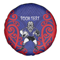 Tasman Custom Rugby New Zealand Spare Tire Cover Aotearoa Maori Pukana Tiki Mascot