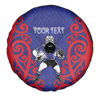 Tasman Custom Rugby New Zealand Spare Tire Cover Aotearoa Maori Pukana Tiki Mascot