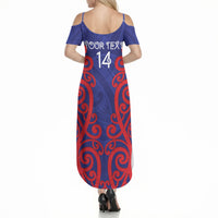 Tasman Custom Rugby New Zealand Summer Maxi Dress Aotearoa Maori Pukana Tiki Mascot
