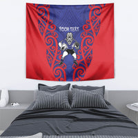Tasman Custom Rugby New Zealand Tapestry Aotearoa Maori Pukana Tiki Mascot