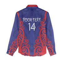 Tasman Custom Rugby New Zealand Women Casual Shirt Aotearoa Maori Pukana Tiki Mascot