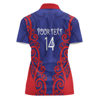 Tasman Custom Rugby New Zealand Women Polo Shirt Aotearoa Maori Pukana Tiki Mascot