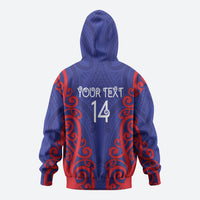 Tasman Custom Rugby New Zealand Zip Hoodie Aotearoa Maori Pukana Tiki Mascot