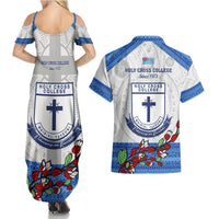 Fiji Holy Cross College Couples Matching Summer Maxi Dress and Hawaiian Shirt Happy 50th Anniversary Fijian Tagimoucia Tapa Pattern LT14 - Polynesian Pride